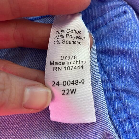 Jessica London Women's Plus 22W Coastal Boho Collarless Ombre Blue Denim Jacket - Picture 5 of 7